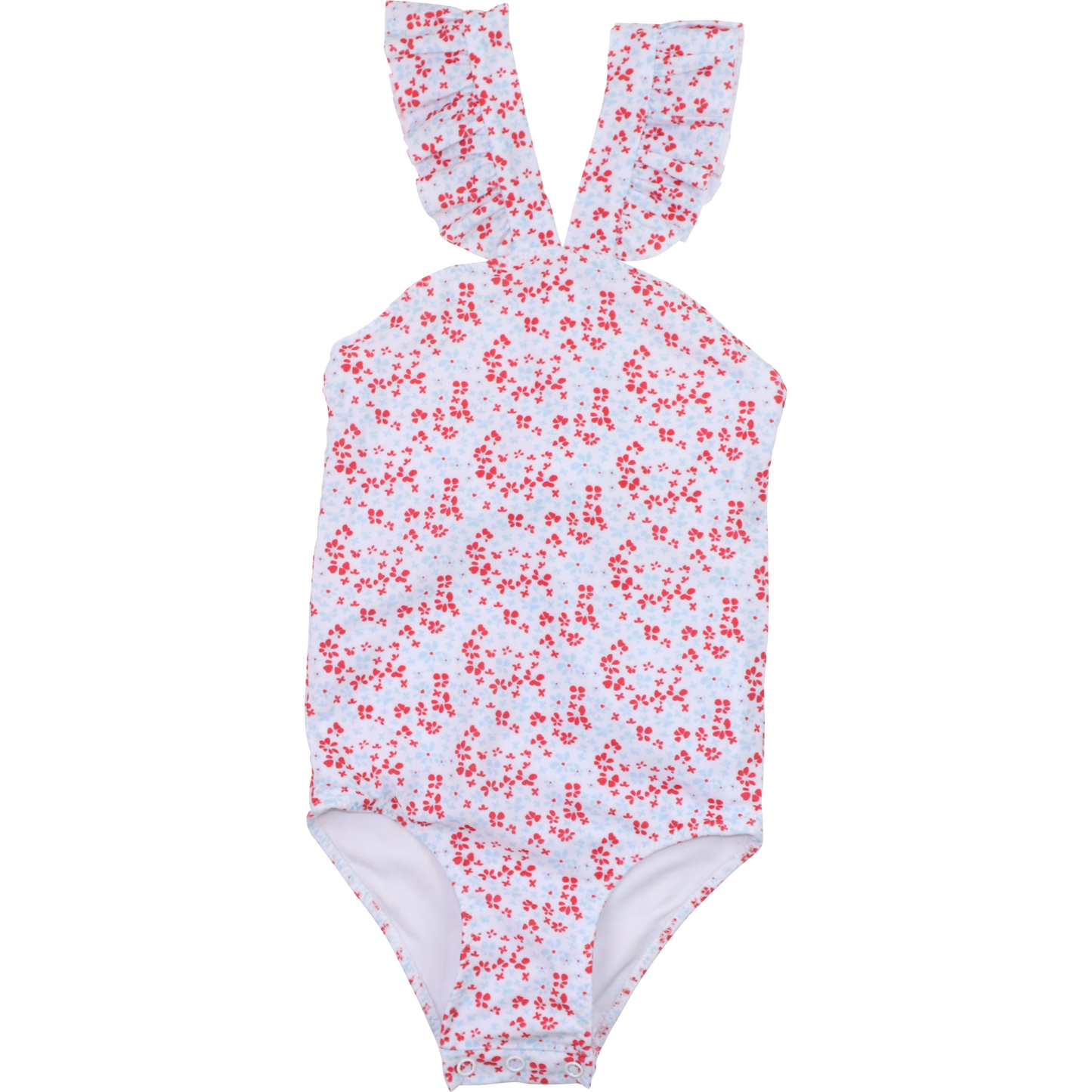 Red And Blue Floral Lycra Swimsuit