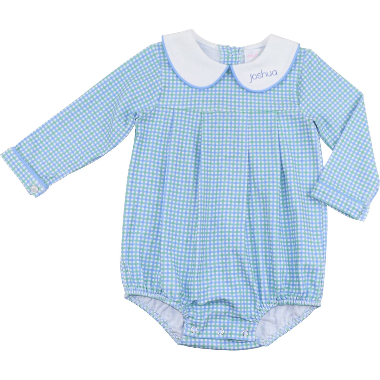 Blue And Green Windowpane Knit Bubble