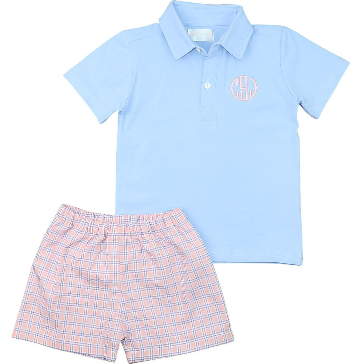 Seersucker Plaid Polo Short Set