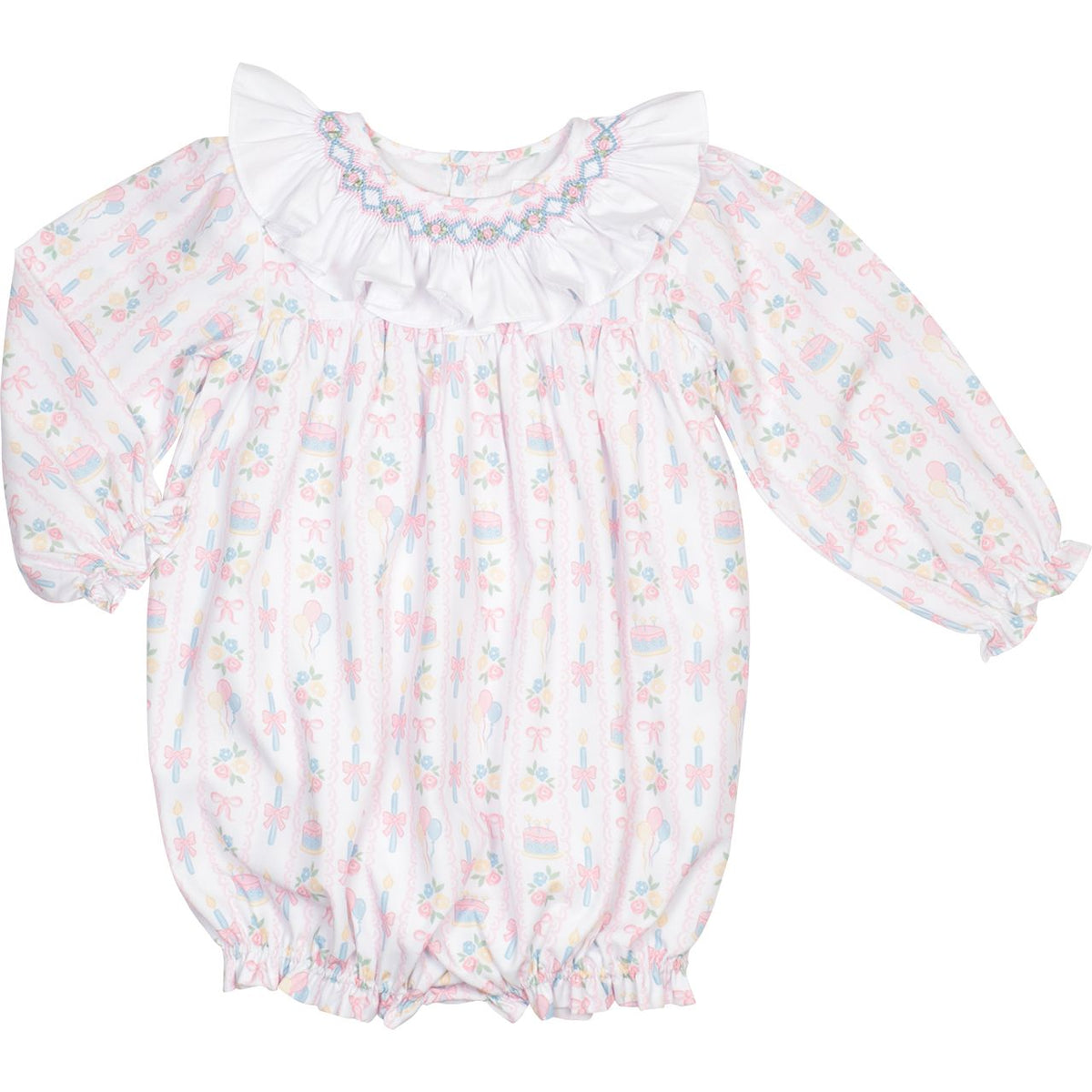Smocked Birthday Cake And Candles Bubble
