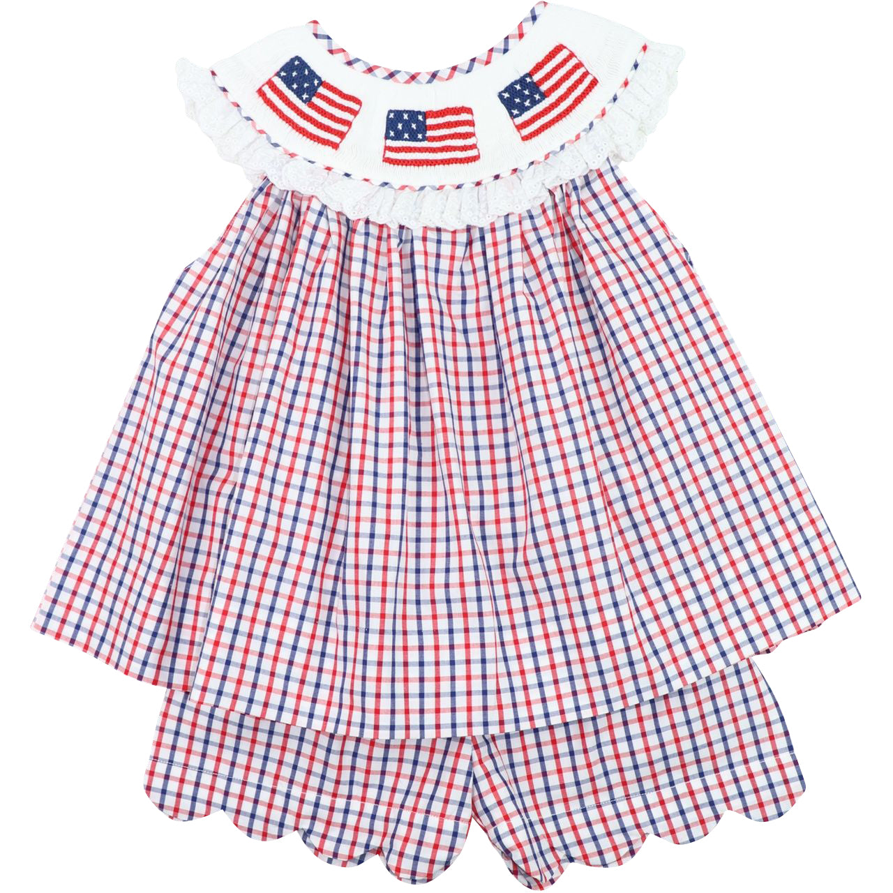Smocked Flags Ruffle Short Set
