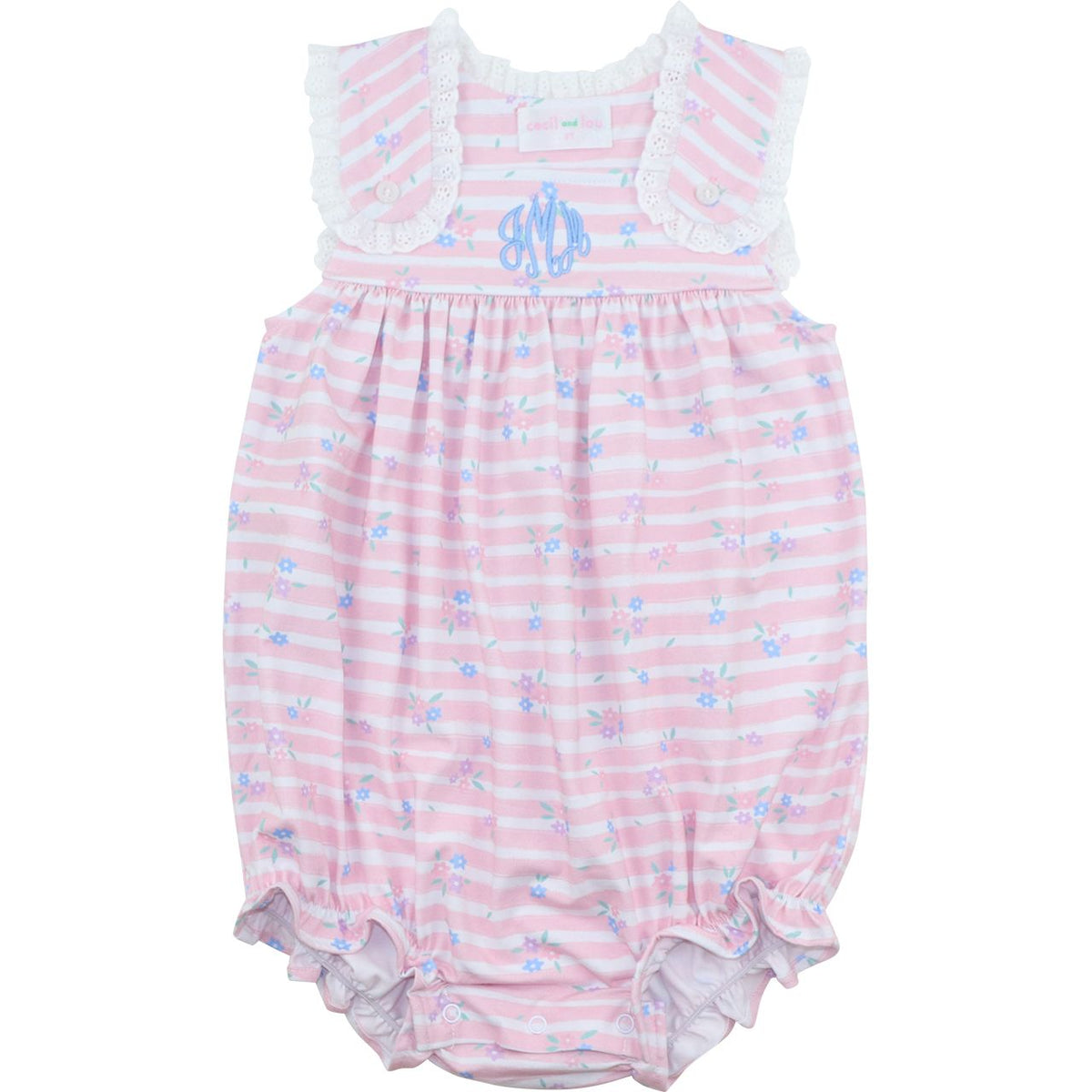 Striped Floral Knit Eyelet Bubble