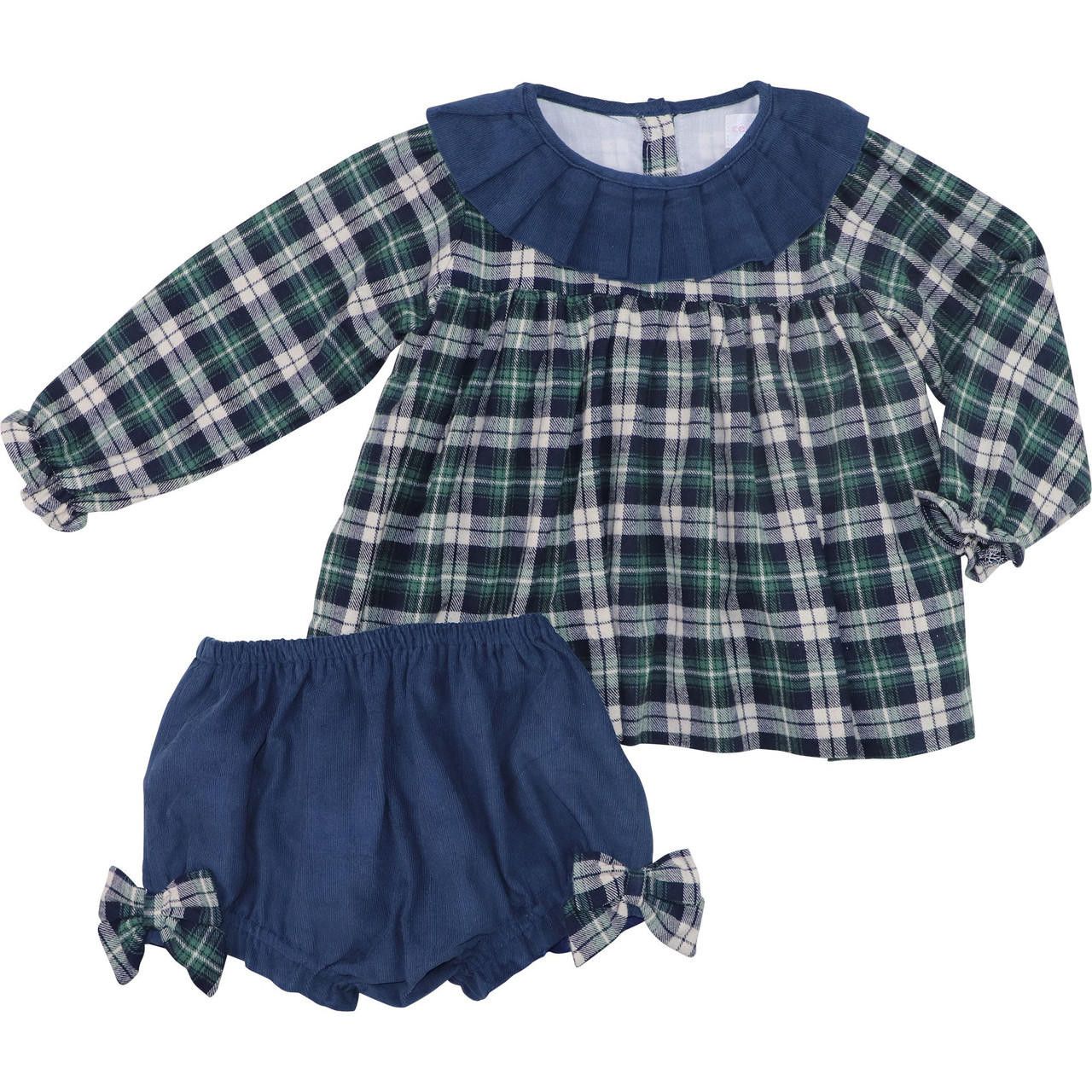 Green And Navy Plaid Bow Diaper Set