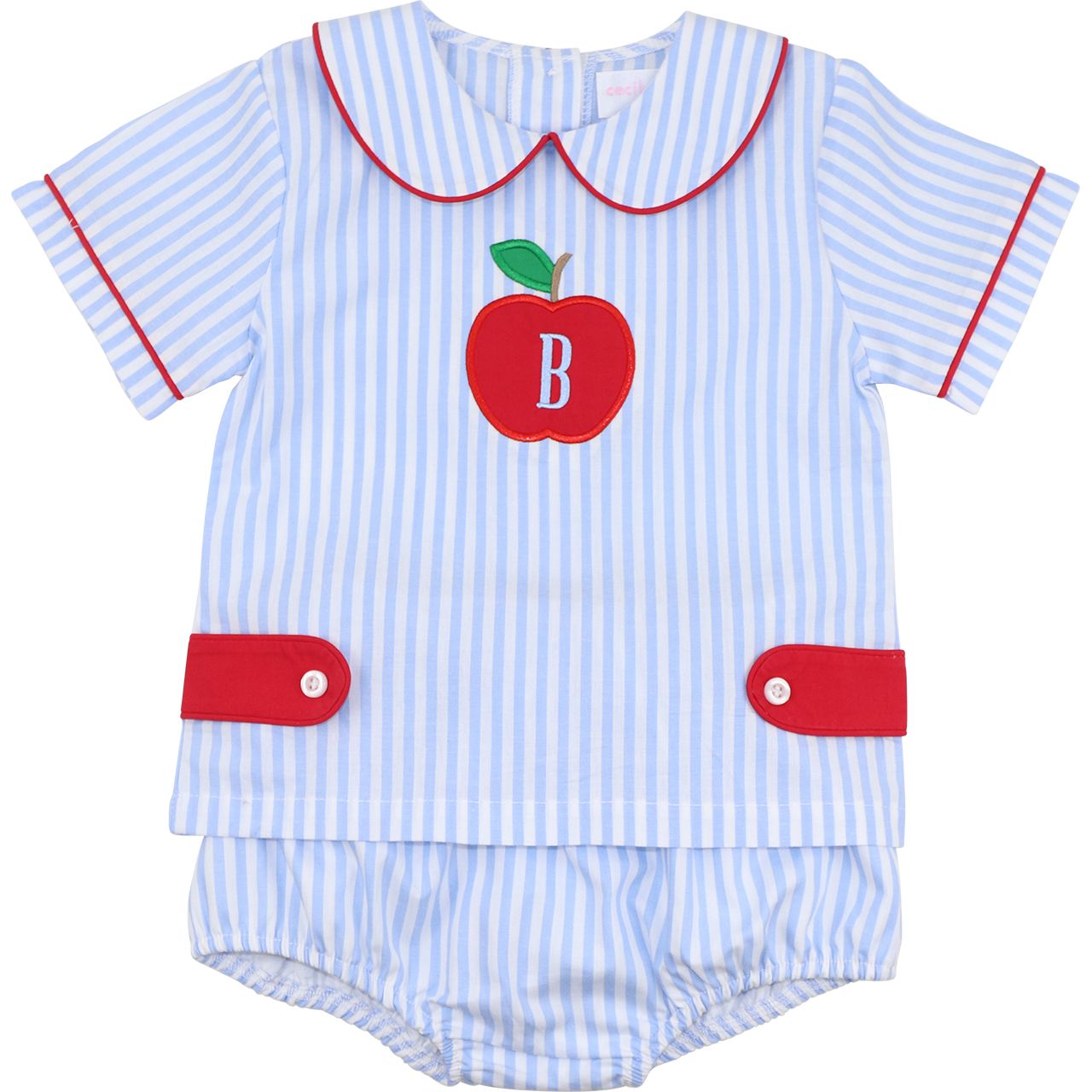 Blue Striped Apple Diaper Set