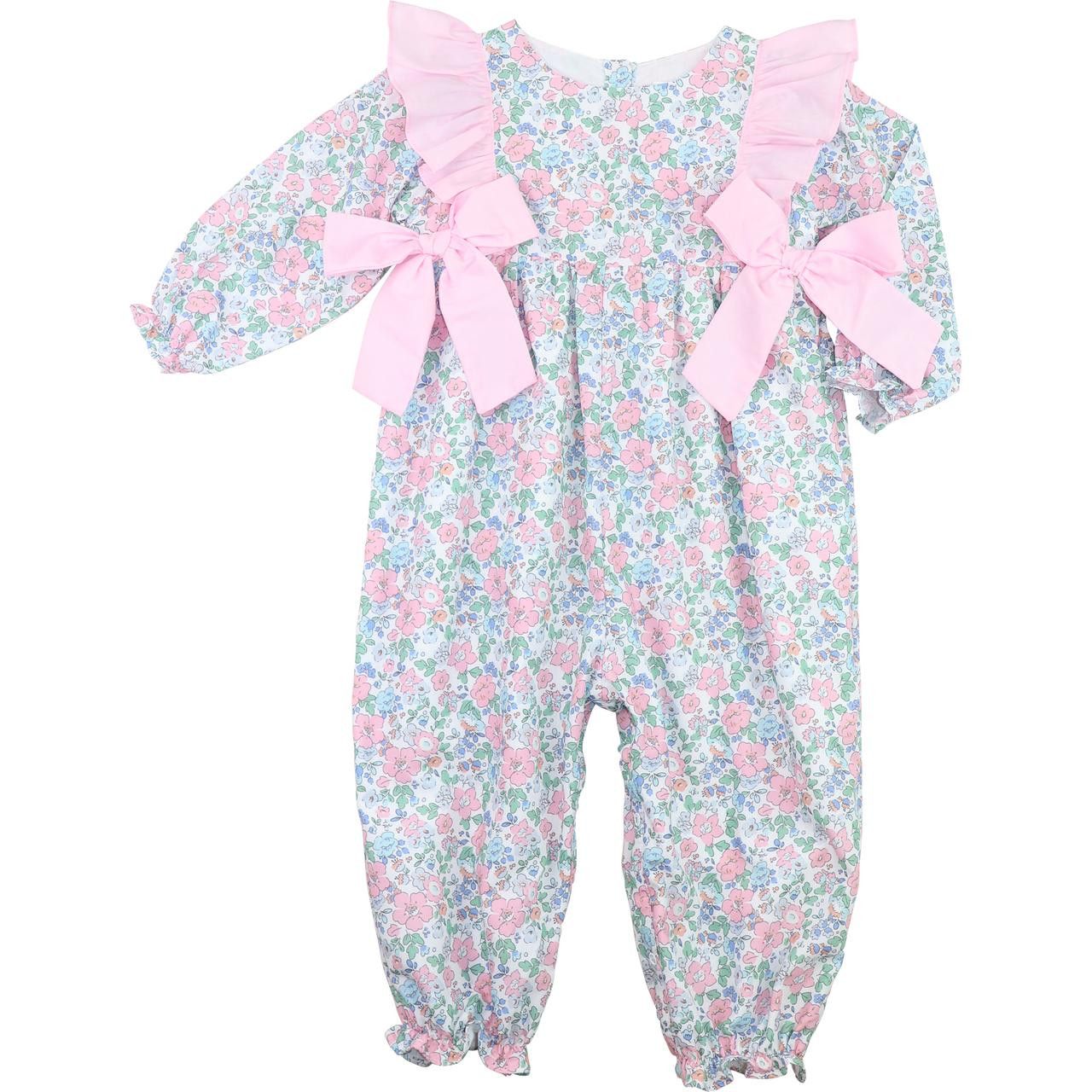 Pink And Blue Floral Bow Long Bubble