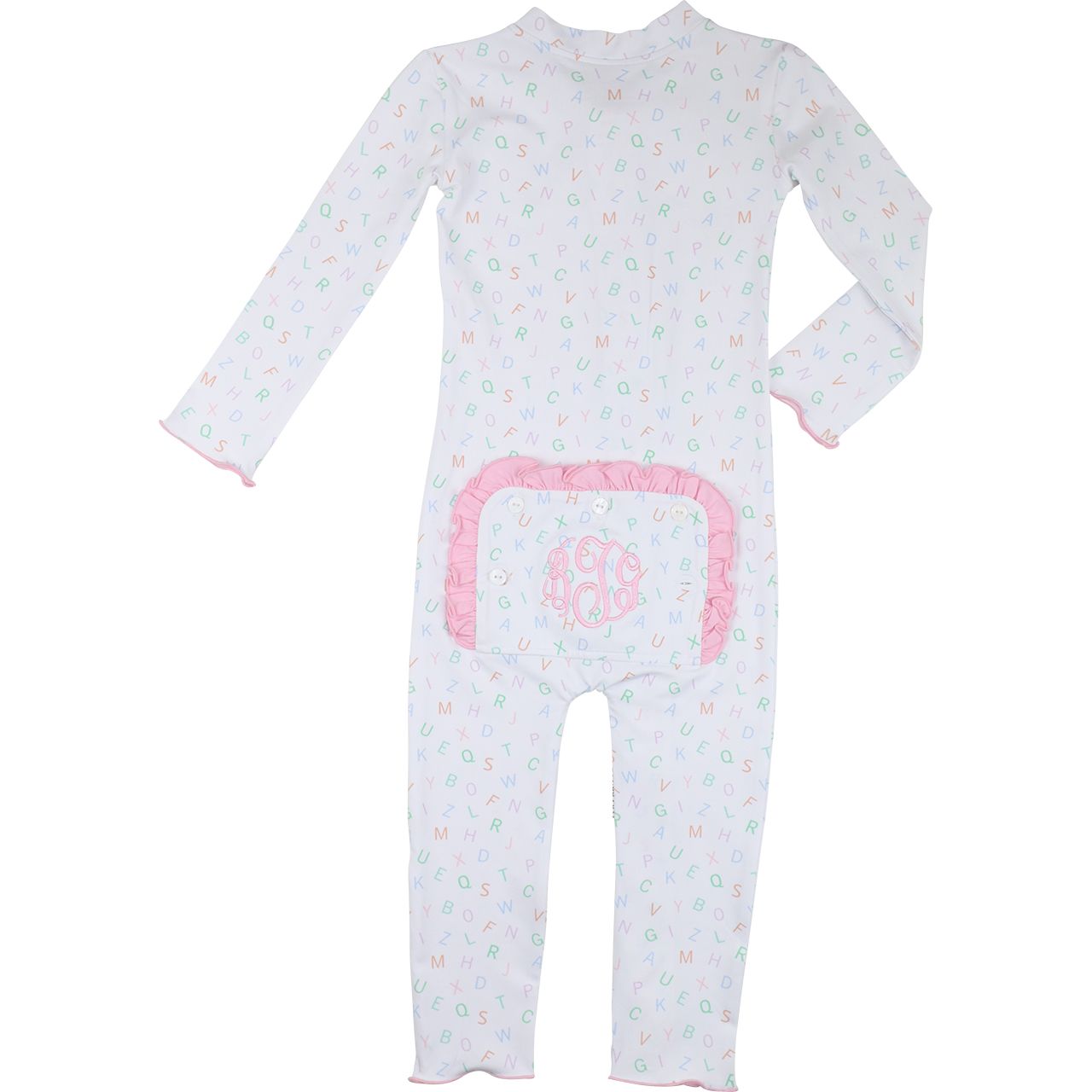 Pink Pastel Alphabet Knit Zipper Pajamas