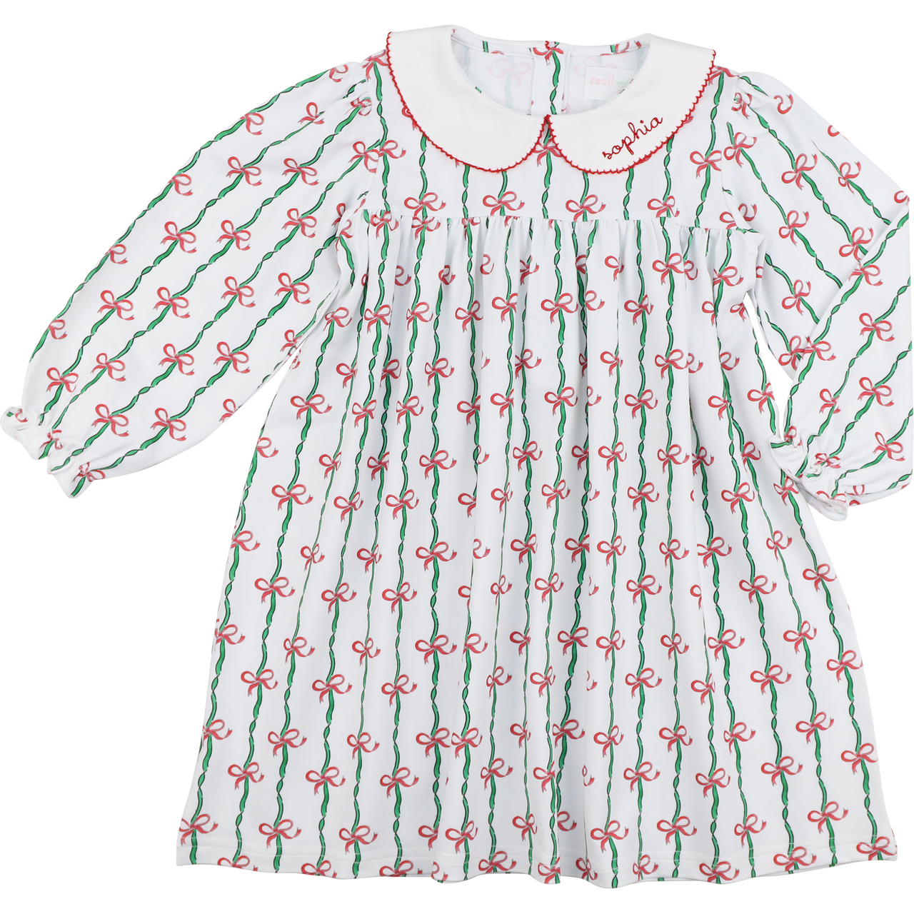 Red And Green Knit Ribbon And Bow Dress