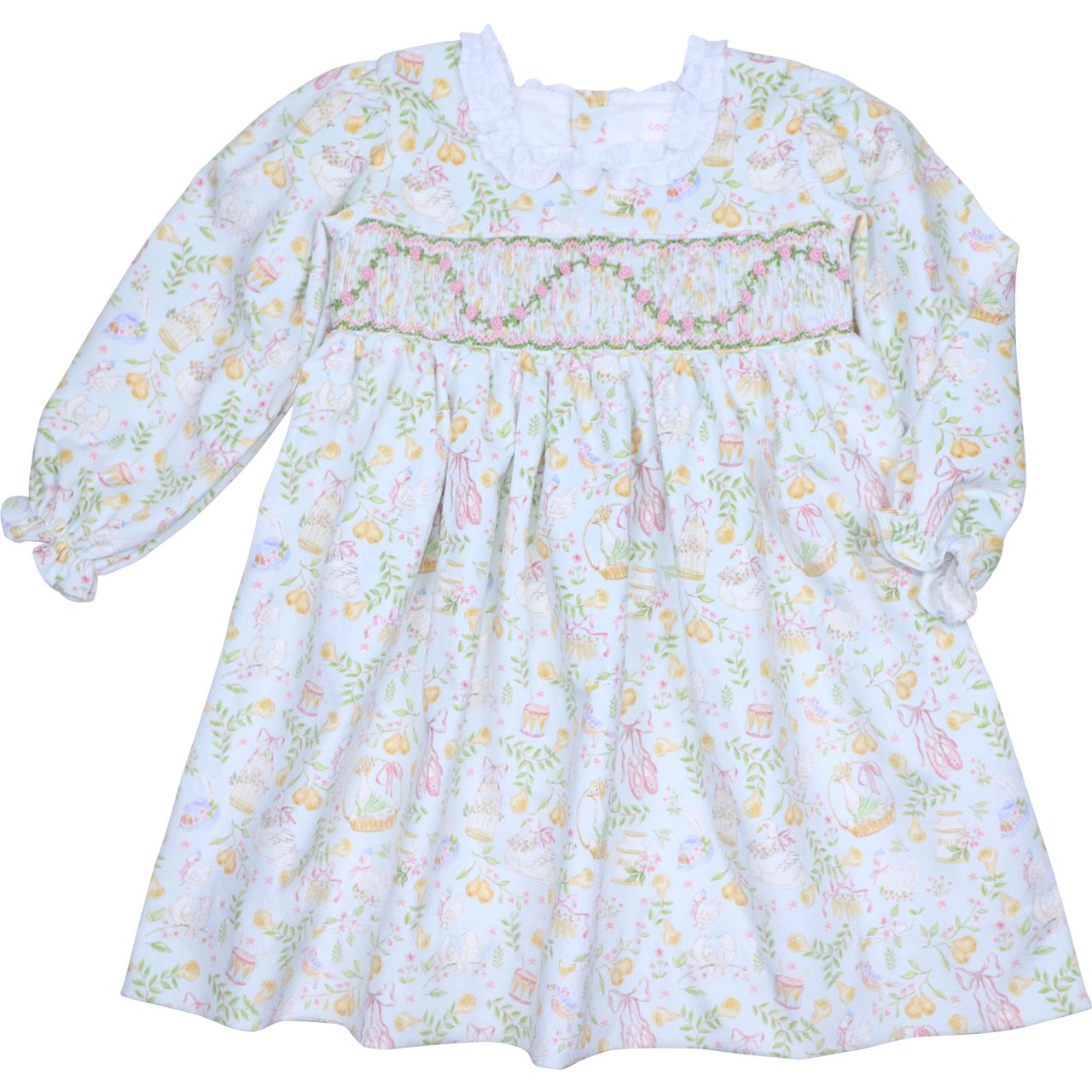Twelve Days Of Christmas Smocked Corduroy Dress