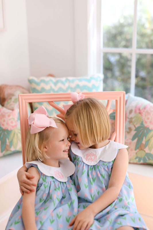 Blue And Pink Tulip Print Diaper Set