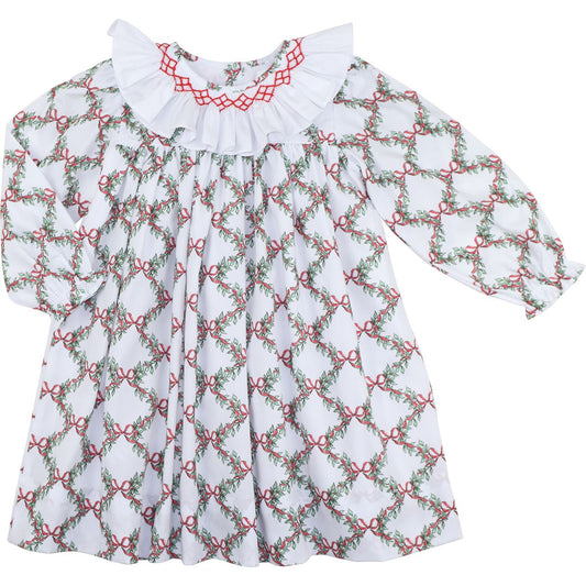 Smocked Holiday Garland Dress
