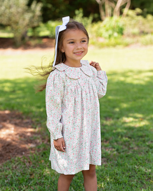 Holiday Floral Corduroy Dress