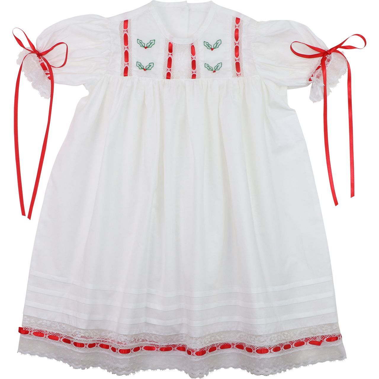 Red And Green Embroidered Heirloom Holly Dress