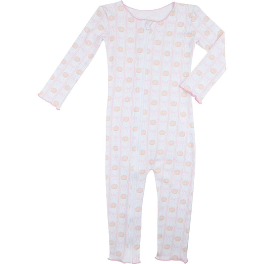 White and pink pumpkin zipper pajama  white background