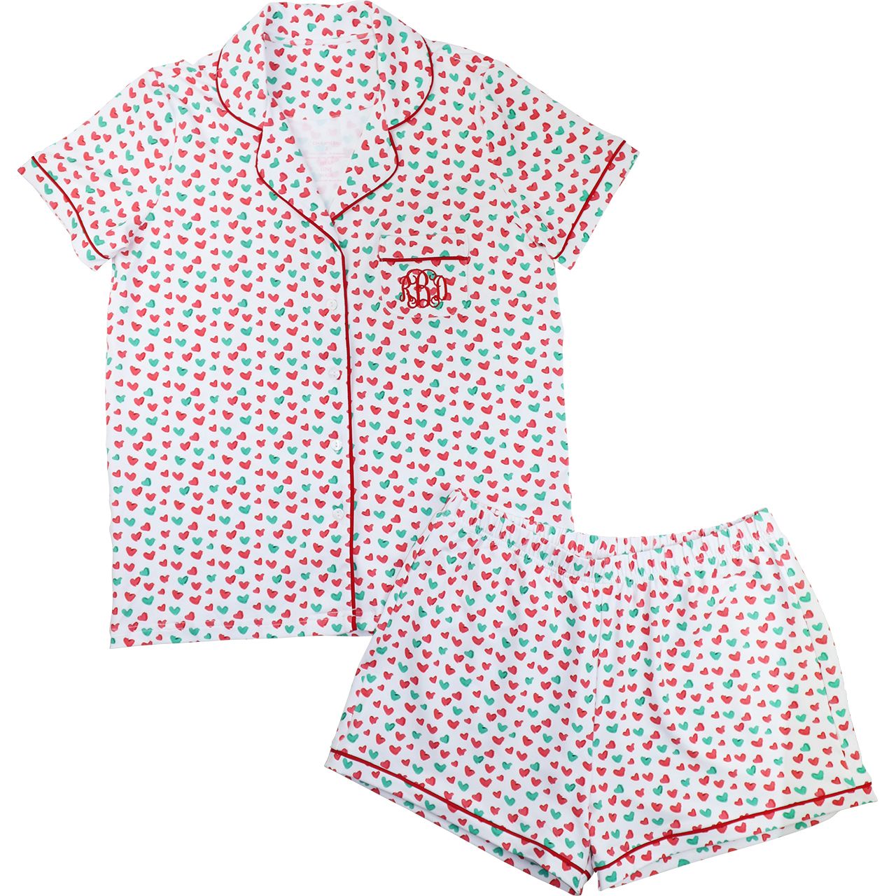 Women's Holiday Hearts Knit Shorty Pajama Set