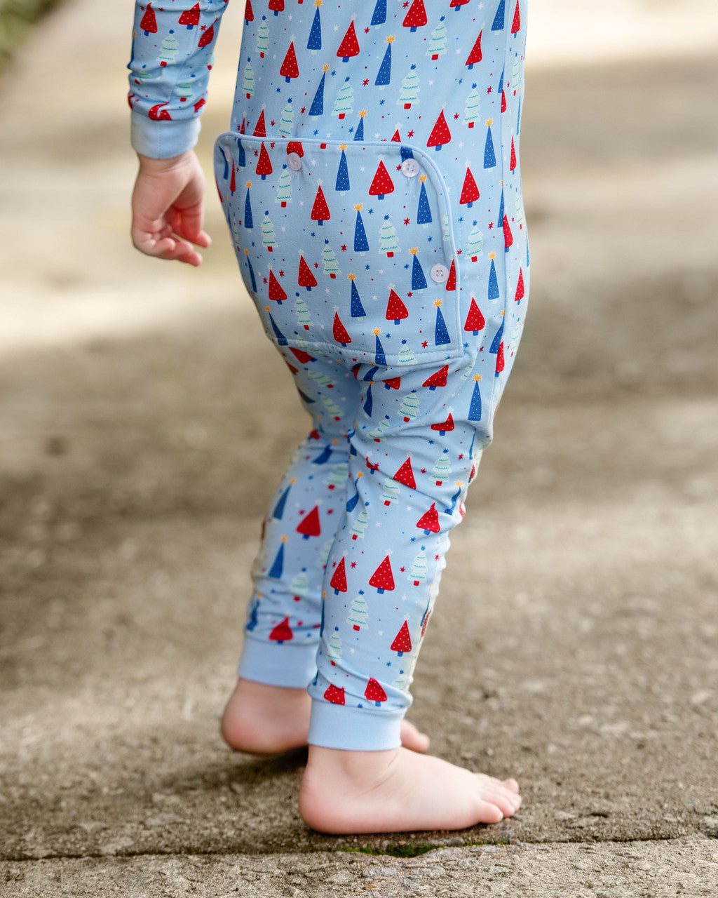 Blue And Red Knit Christmas Tree Zipper Pajamas