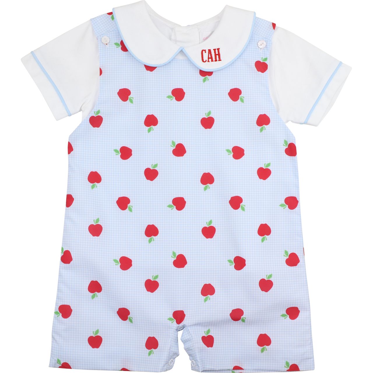 Blue Gingham Apple Print Jon Jon Set