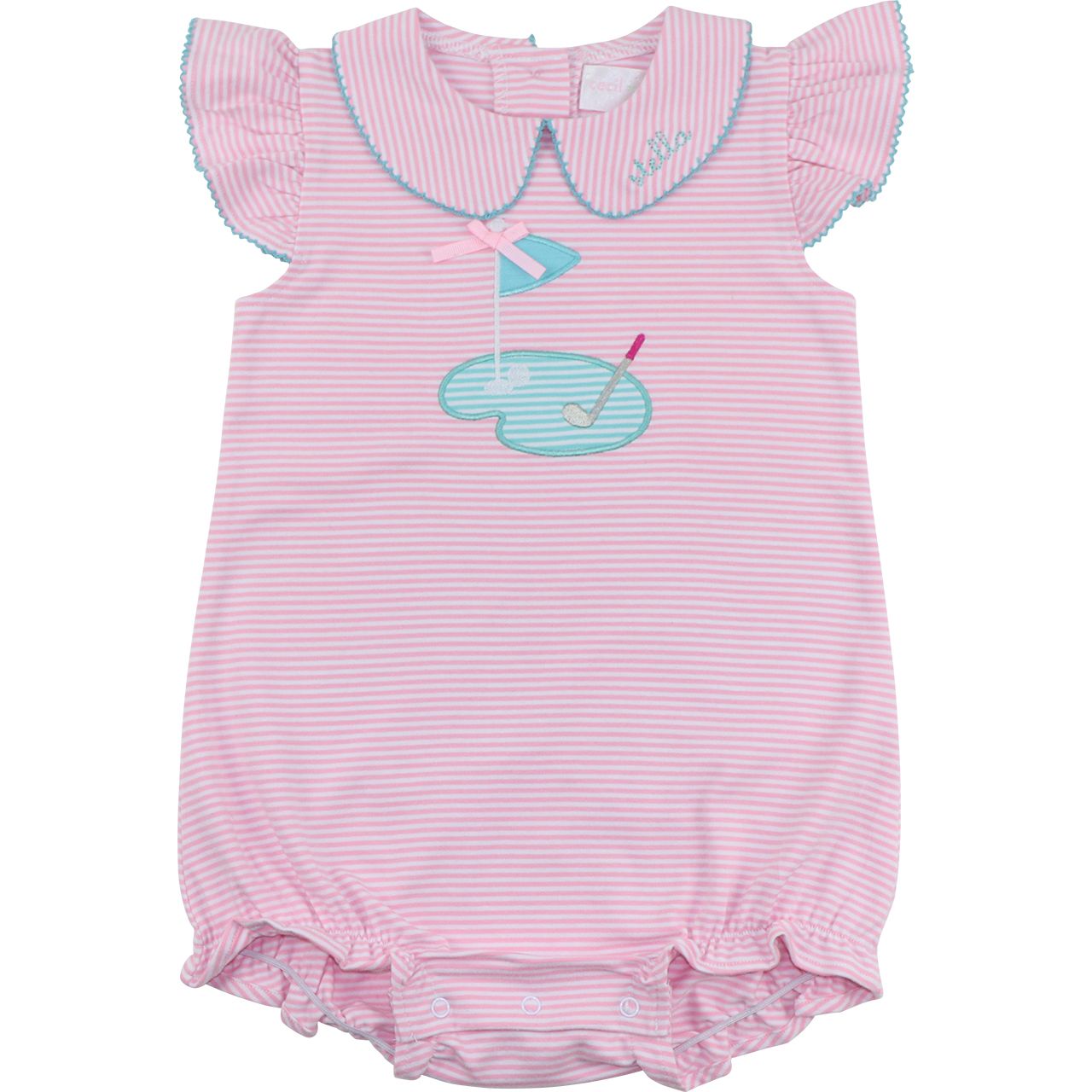 Pink Stripe Knit Applique Golf Bubble