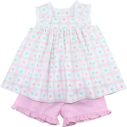 Mint And Pink Apple Short Set