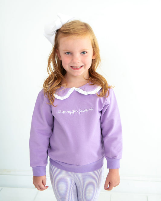 Lavender Stripe Eyelet Legging Set