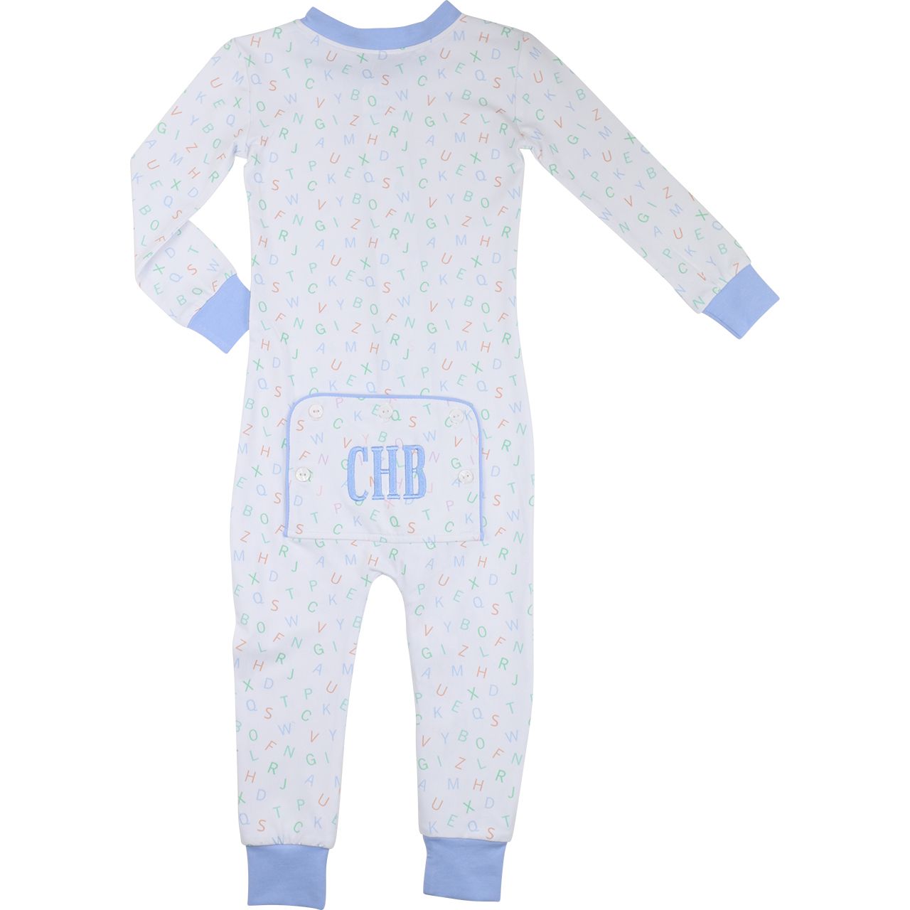 Blue Pastel Alphabet Knit Zipper Pajamas
