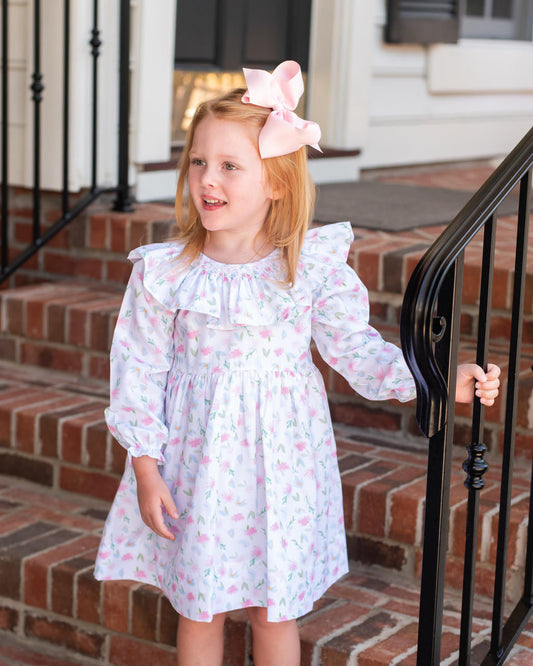 Blue And Pink Pastel Floral Smocked Dress Smocked Threads