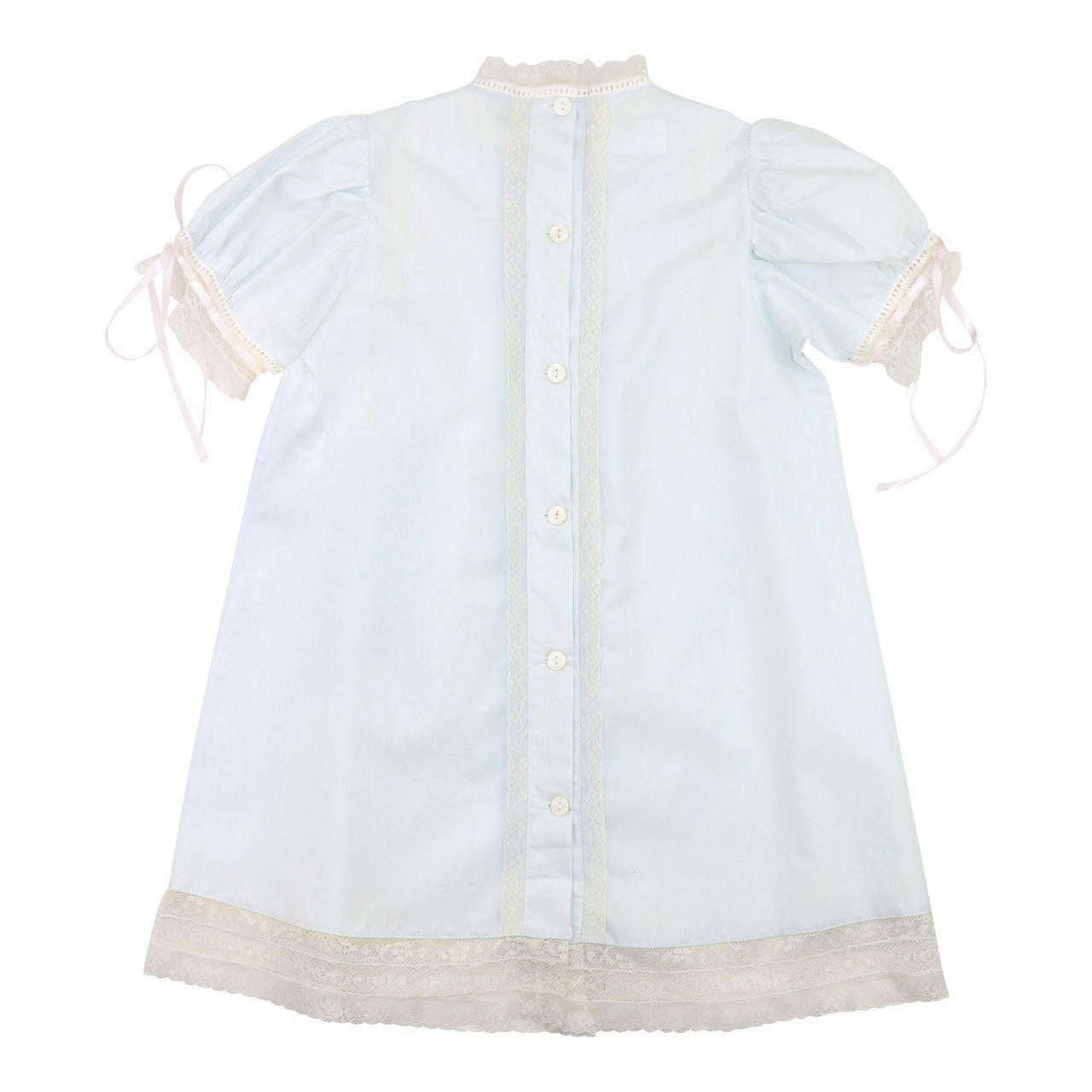 Blue And Pink Satin Vintage Lace Dress Smocked Threads