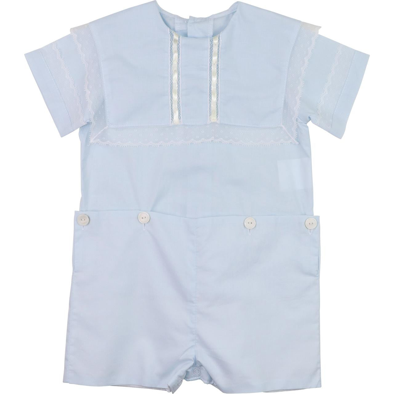 Blue Heirloom Button On Smocked Threads