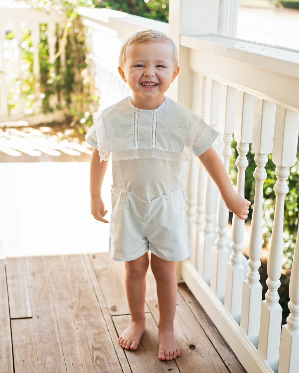 Blue Heirloom Button On Smocked Threads