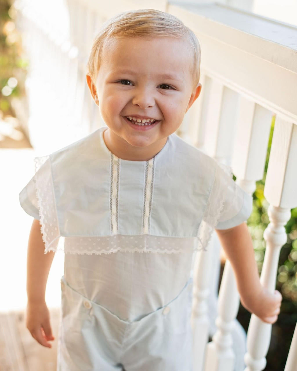Blue Heirloom Button On Smocked Threads