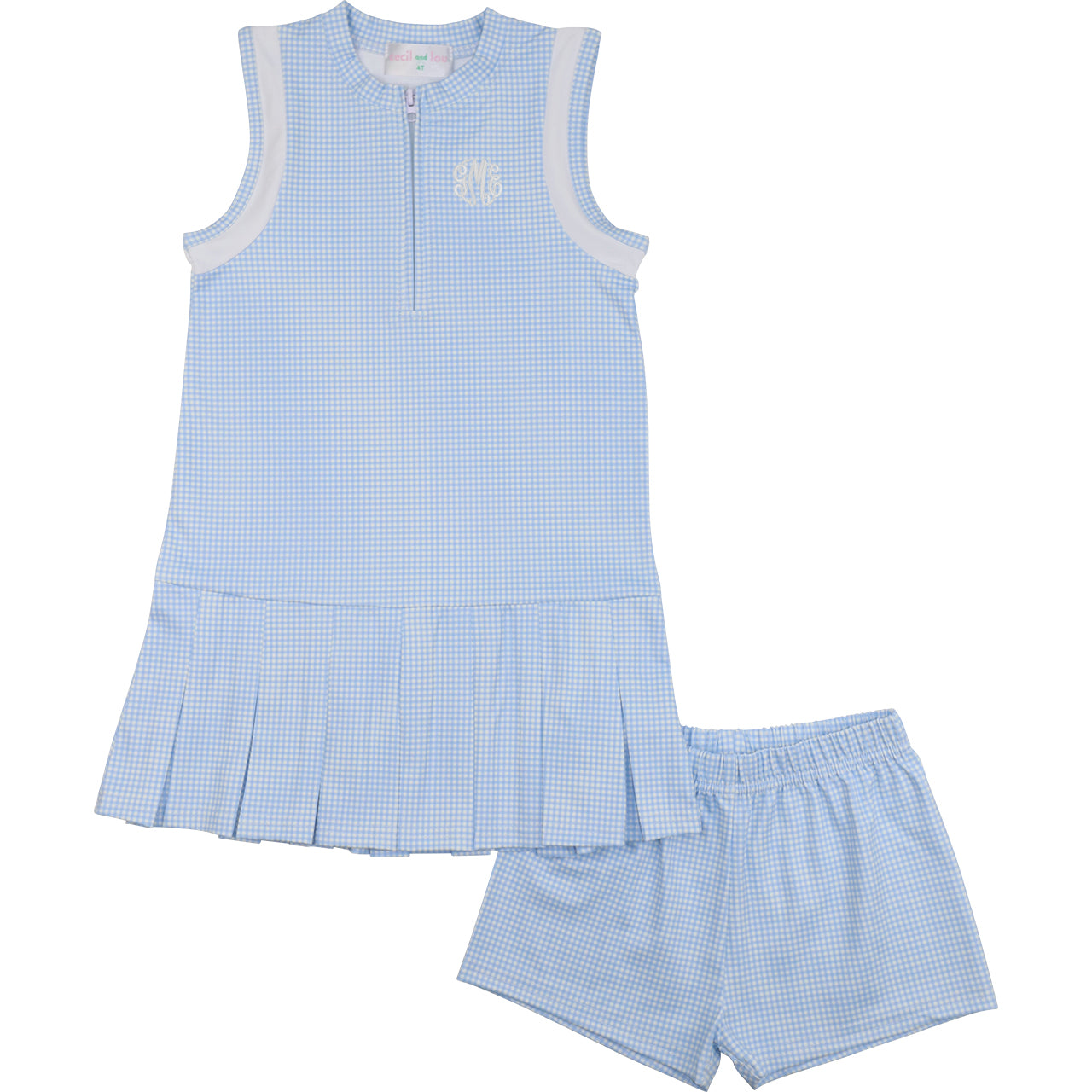blue gingham tennis dress with shorts
