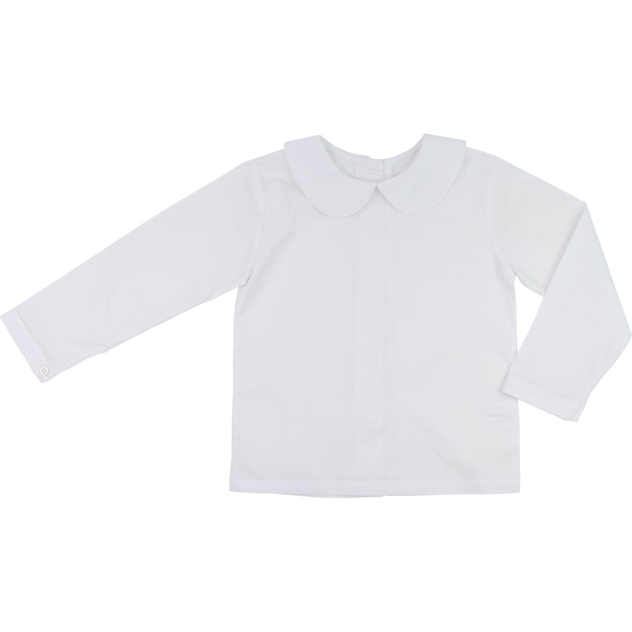 Boy's White Peter Pan Shirt Smocked Threads