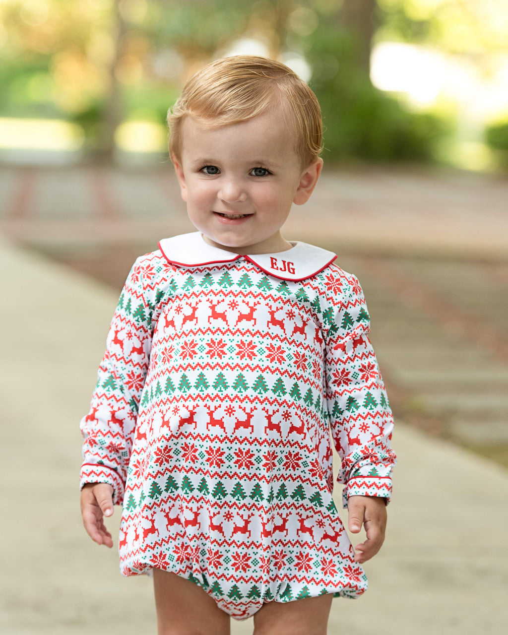 Red And Green Knit Holiday Print Bubble