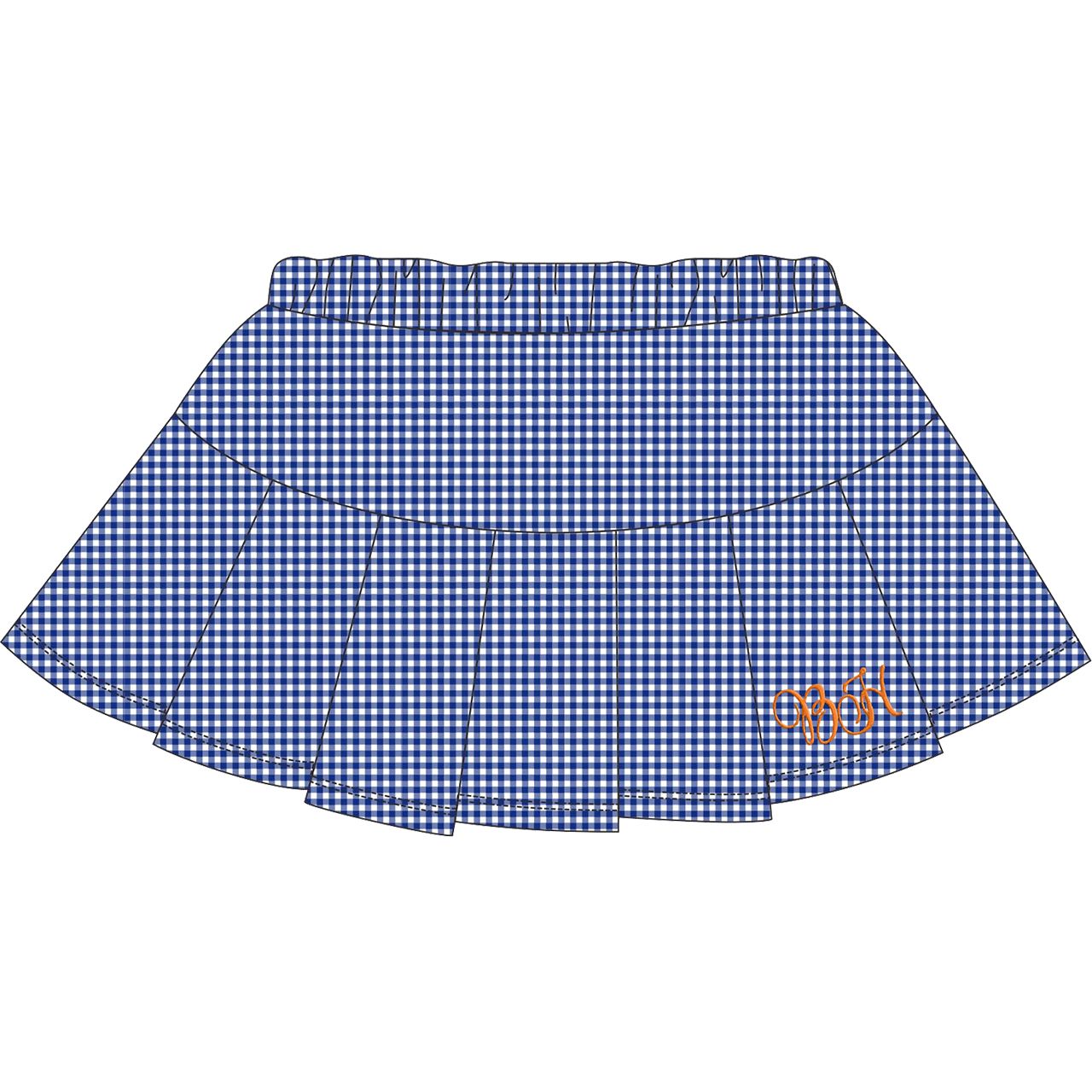 Blue Knit Gingham Tennis Skirt