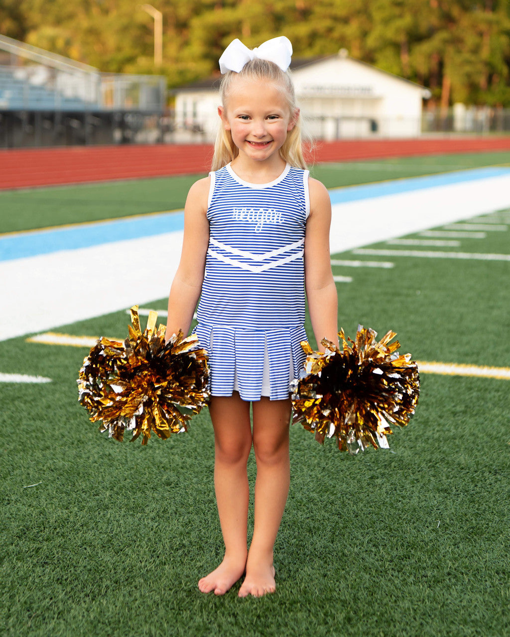 Blue Striped Lycra Tennis/Cheer Dress