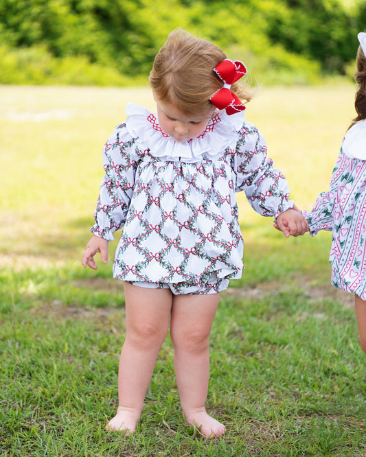 Smocked Holiday Garland Diaper Set