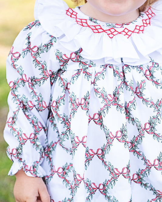 Smocked Holiday Garland Dress