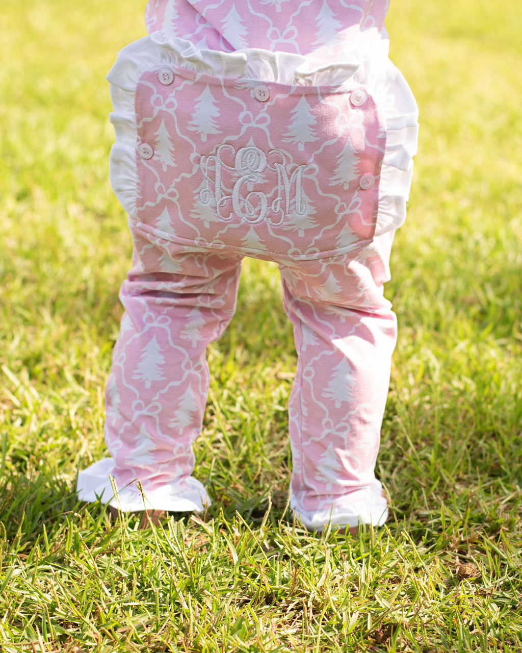 Pink And White Knit Christmas Tree Zipper Pajamas