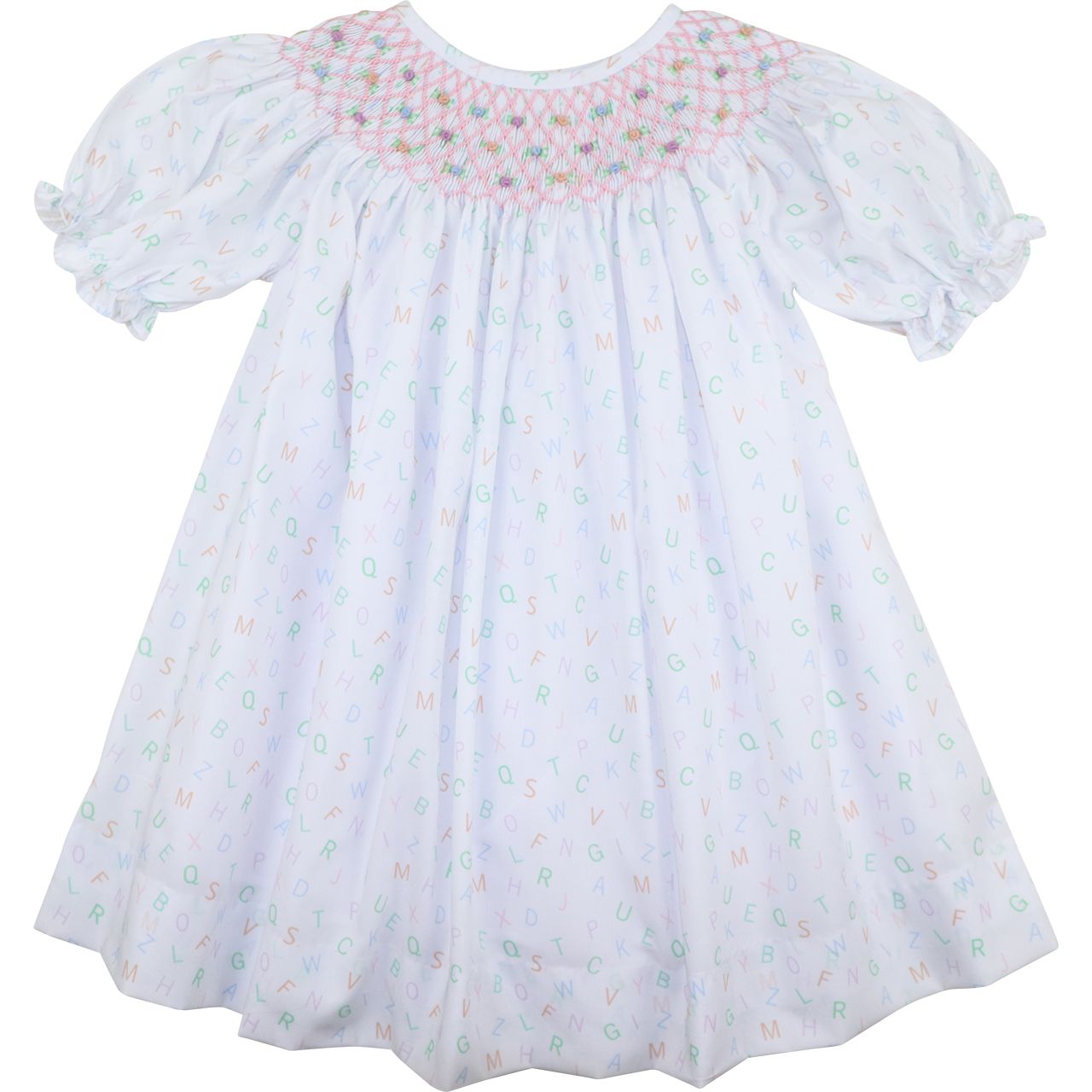 Pastel Smocked Alphabet Dress