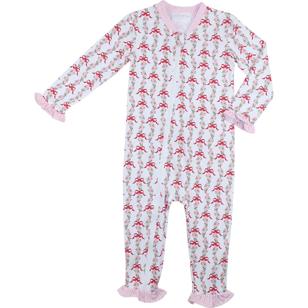Christmas Bows Knit Zipper Pajamas