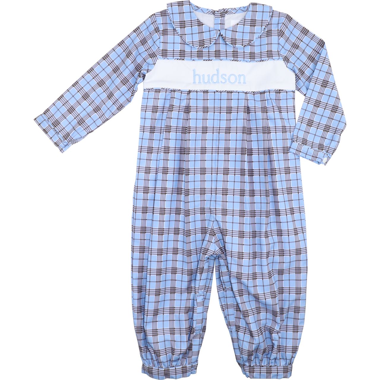 Blue And Brown Plaid Long Romper