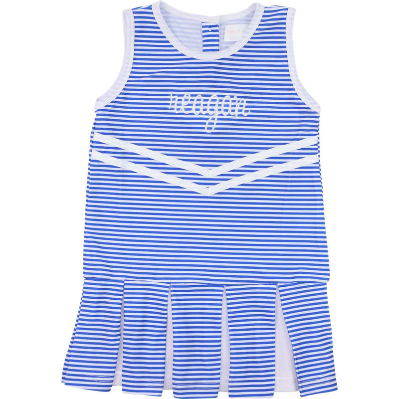 Blue Striped Lycra Tennis/Cheer Dress
