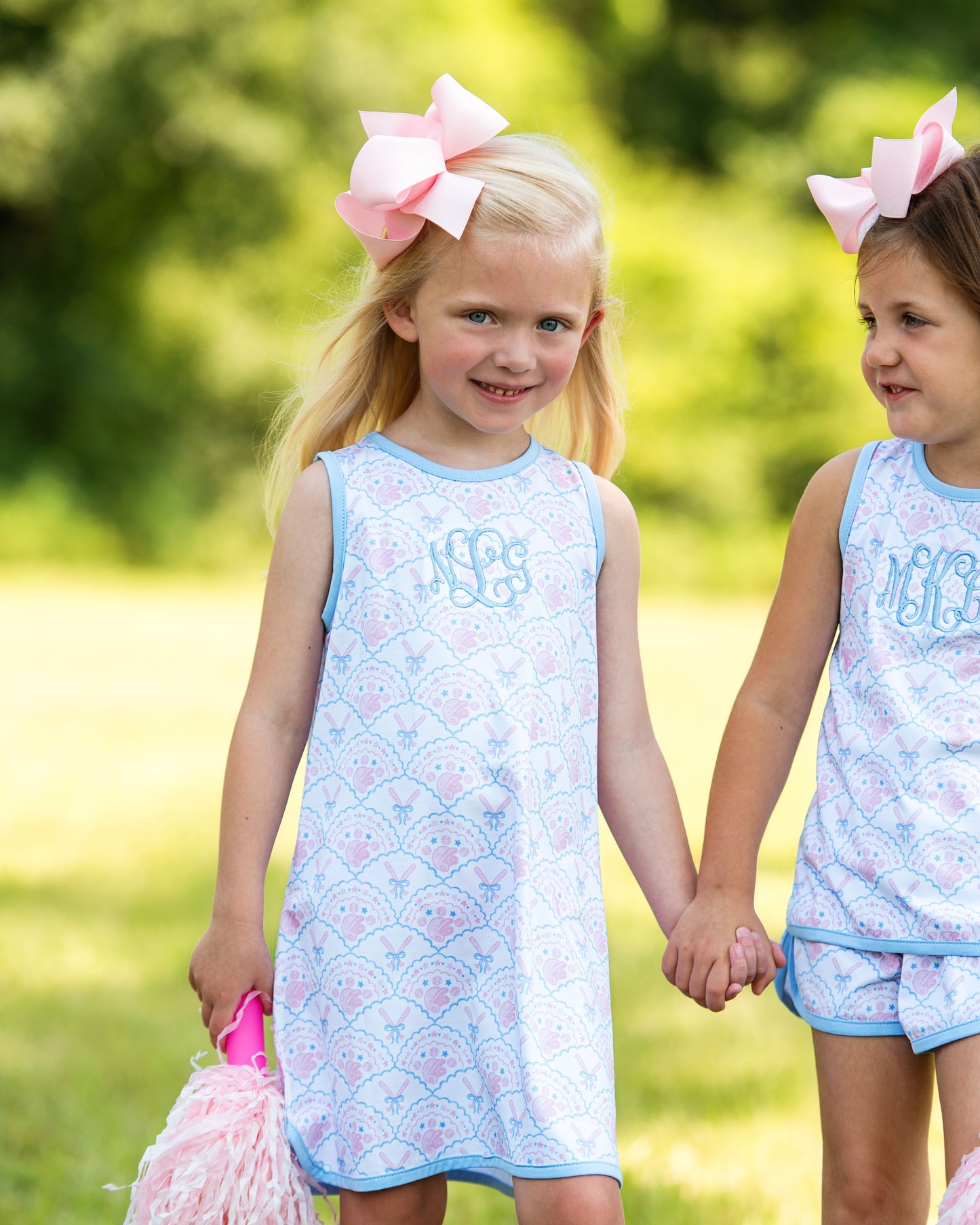 Pink And Blue Knit Baseball Play Dress