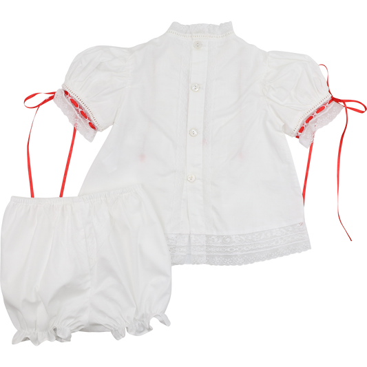 Red And Green Embroidered Heirloom Bloomer Set