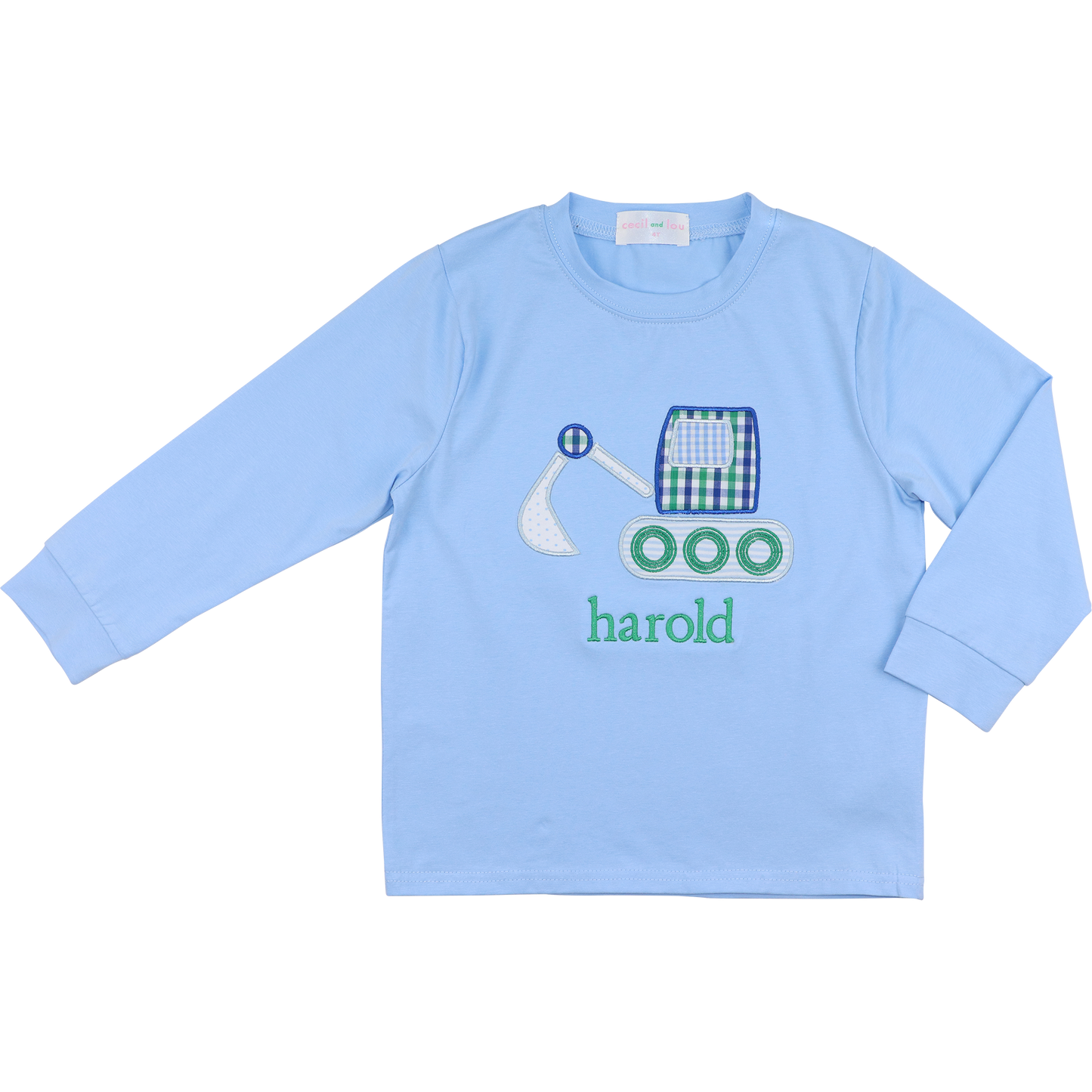 Blue Knit Applique Excavator Shirt