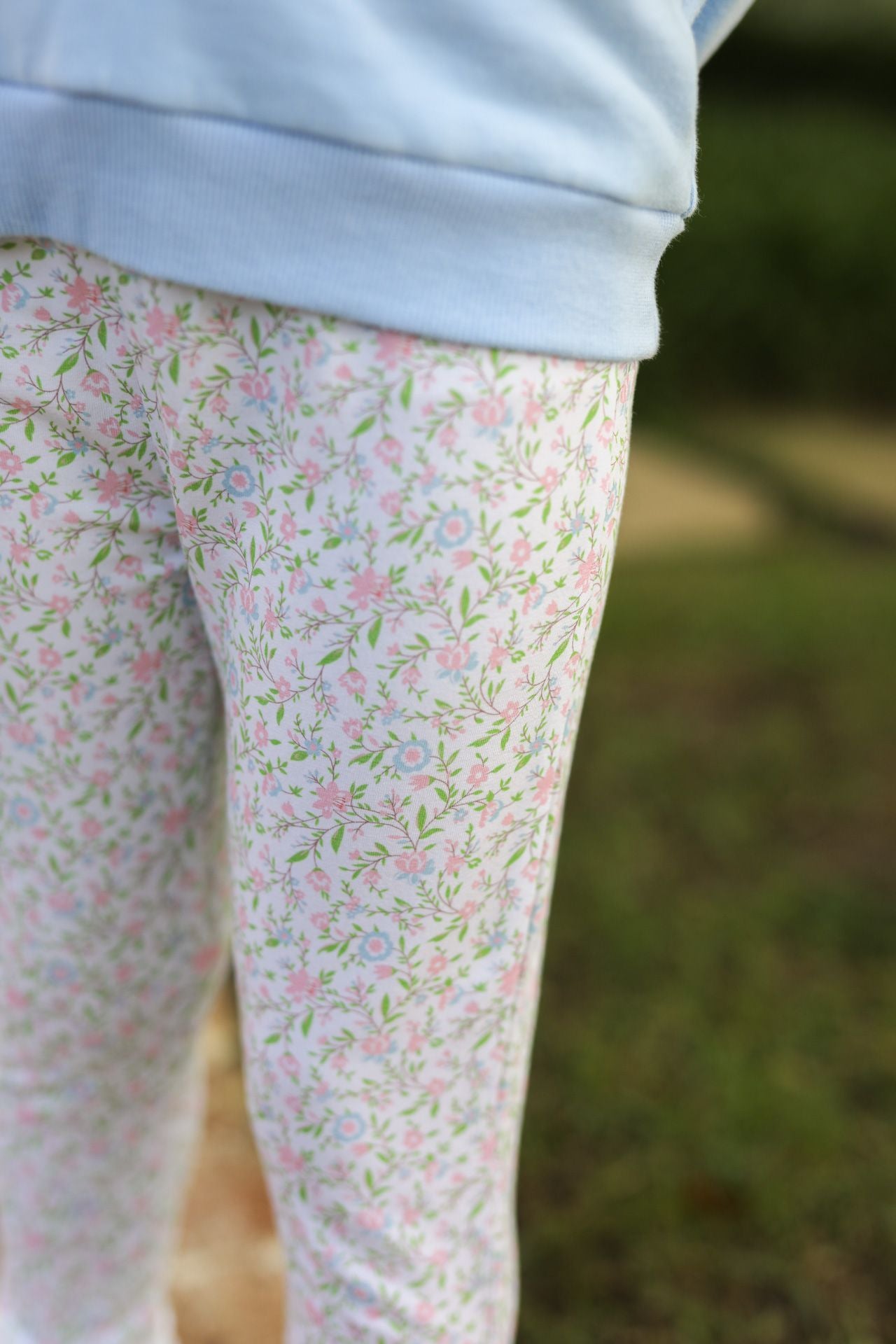 Blue Floral Ruffled Legging Set