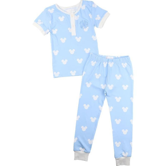 Blue And White Mouse Ears Knit Pajamas