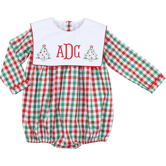 Red And Green Check Embroidered Christmas Tree Bubble