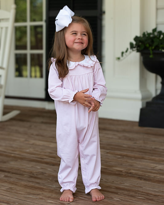 Pink Gingham Knit Long Bubble