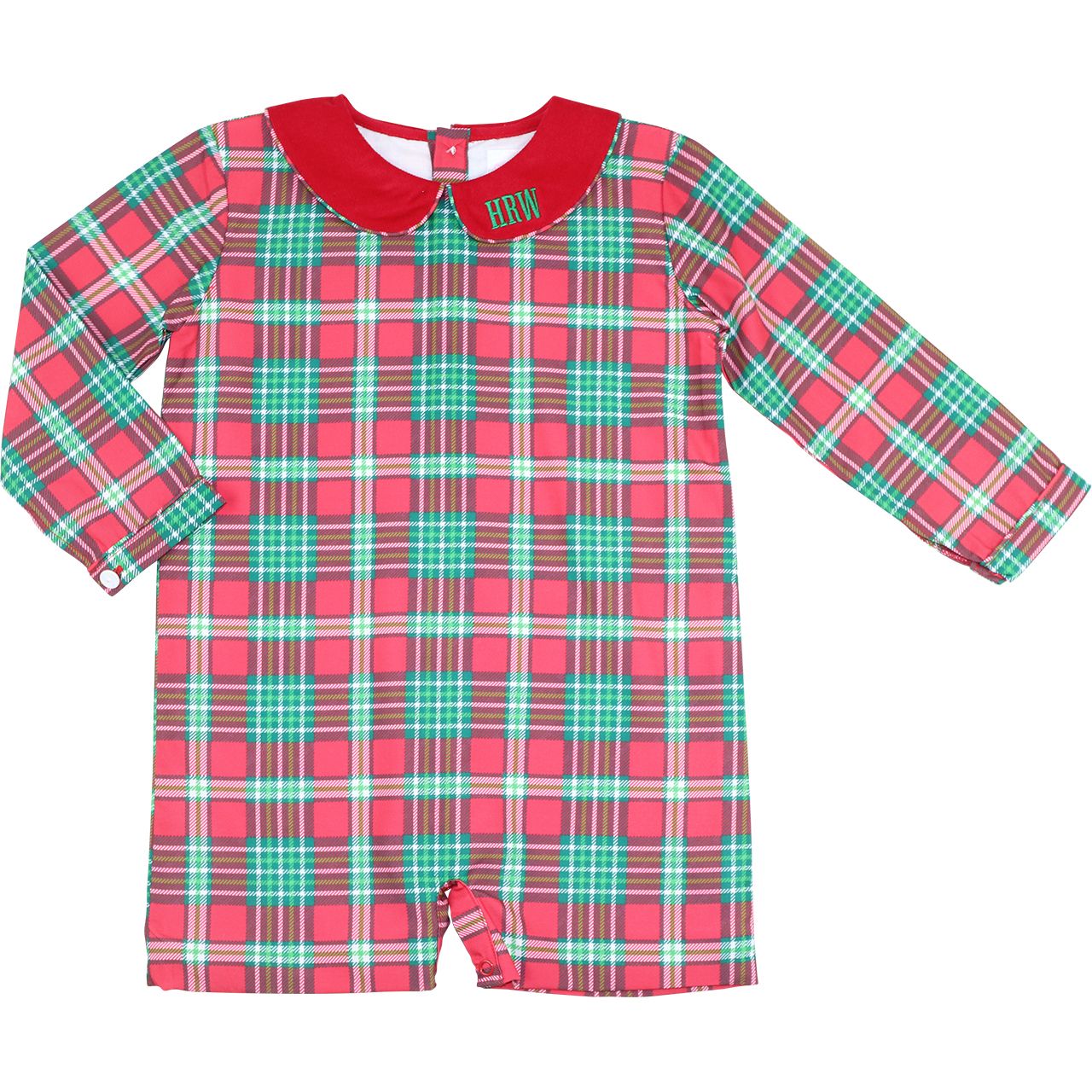 Green And Red Christmas Plaid Short Romper