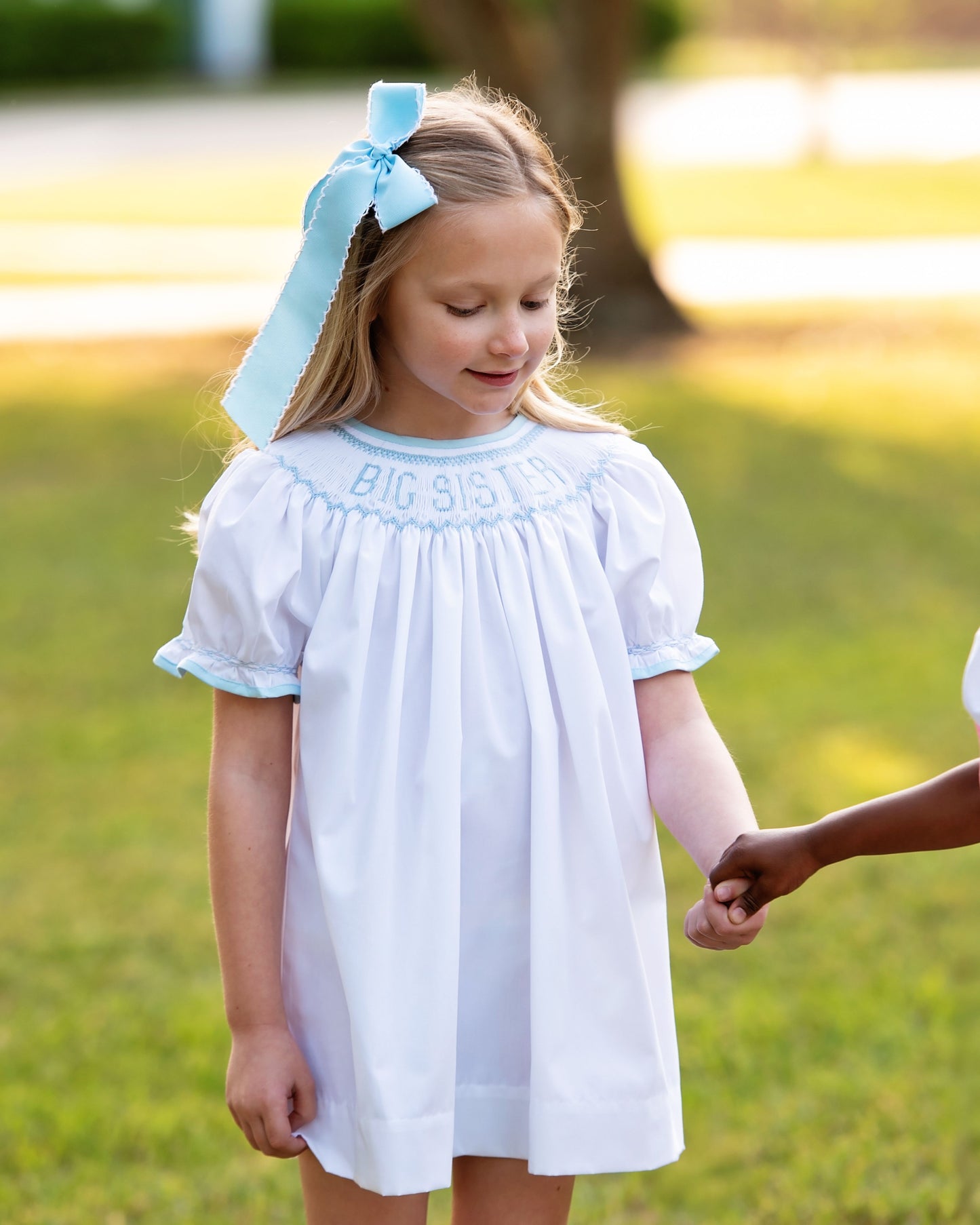 Blue Smocked Big Sister Dress